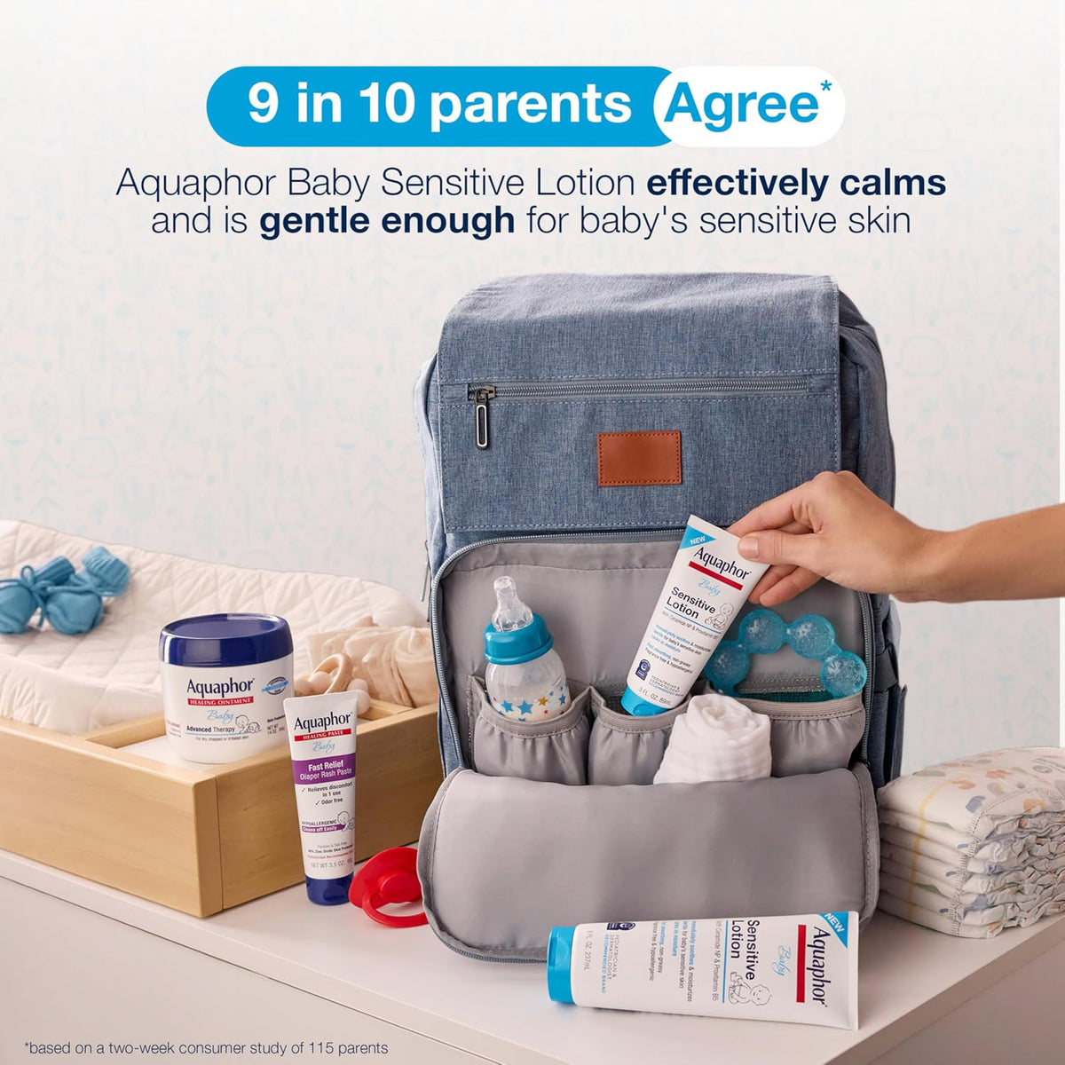 Aquaphor Baby Sensitive Lotion, Gentle Moisturizer, 8 FL OZ