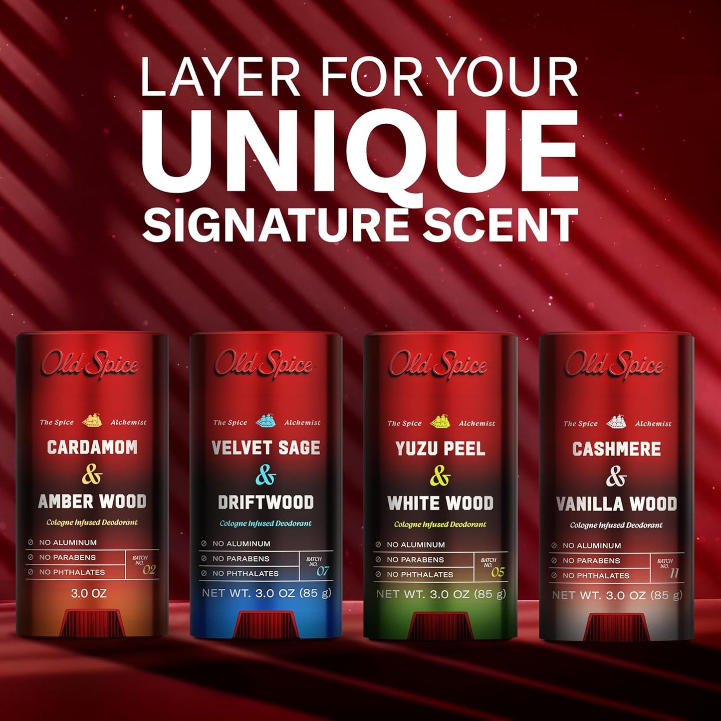 Old Spice Aluminum Free Deodorant for Men, The Spice Alchemist Collection, 24/7 Cologne Infused Scent, No Trade Off Formula, Free of Parabens & Phthalates, Cardamom + Amber Wood Scent, 3.0 oz