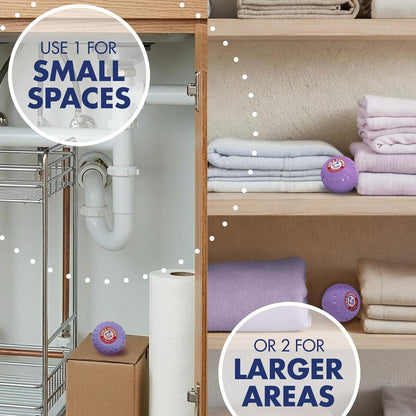 Arm & Hammer OdorBusterz Odor Eliminator Balls, Lavender, 6 Count - Baking Soda Odor Control for Closets, Drawers, Hampers & Small Spaces