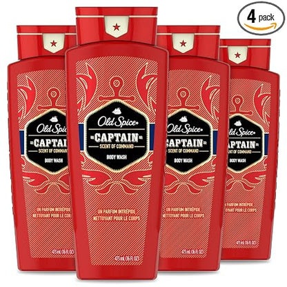 Old Spice Red Collection Captain Scent Body Wash for Men, (Pack of 4), 16 Ounce