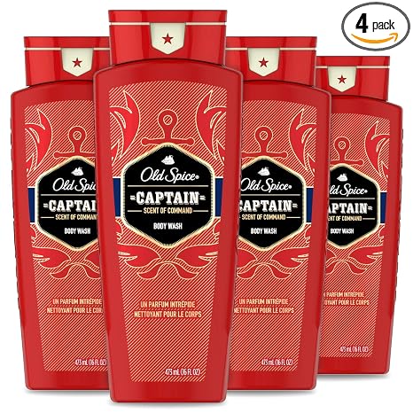 Old Spice Red Collection Captain Scent Body Wash for Men, (Pack of 4), 16 Ounce