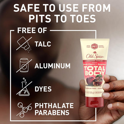 Old Spice Whole Body Deodorant Cream for Men, Aluminum Free, Black Cherry + Bourbon Scent, 24/7 Odor Protection, 24/7 Freshness, Dermatologist Tested, Gentle on Skin, Safe to Use All Over, 3.0 oz
