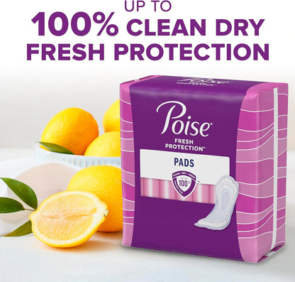 Poise Incontinence & Postpartum Pads for Bladder Leaks, 3 Drop Light Absorbency, Regular Length, Packaging May Vary, 54 Count, (Pack of 2)