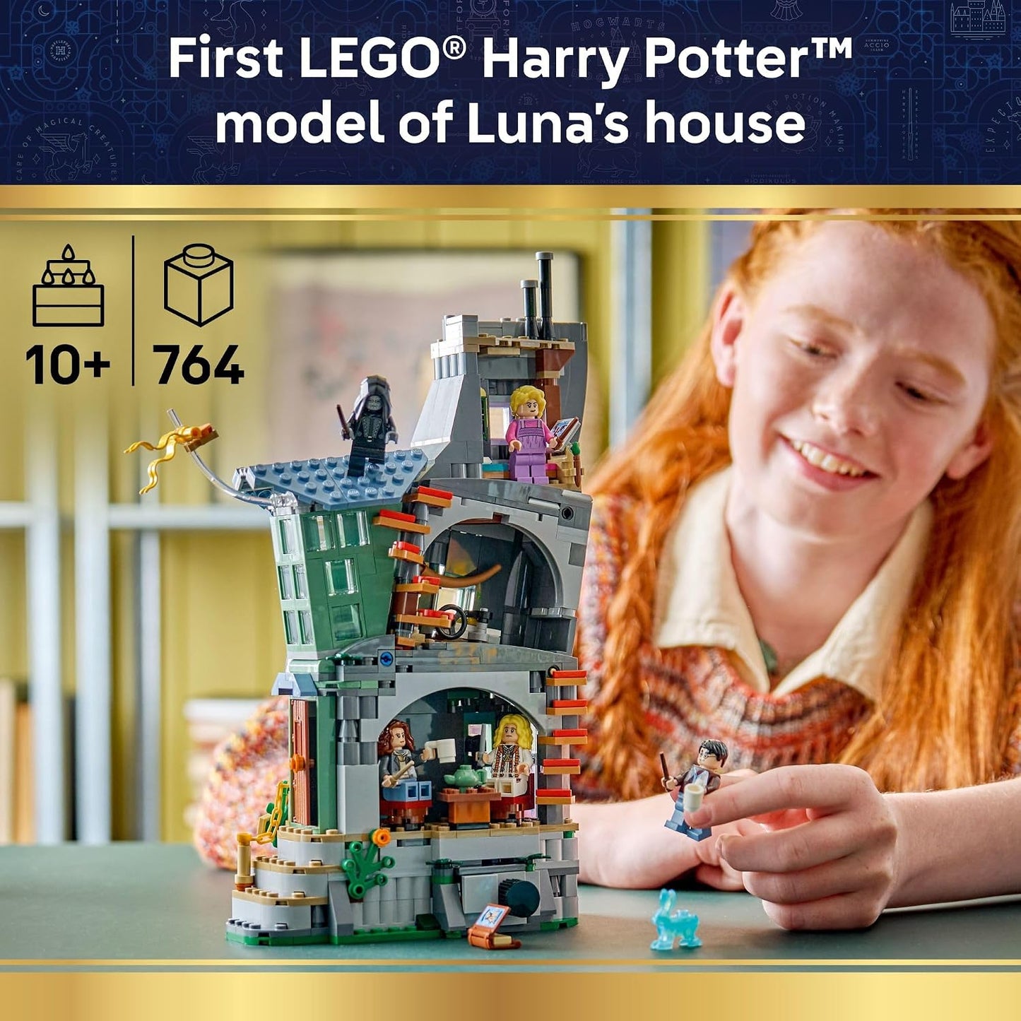 LEGO Harry Potter Luna Lovegood’s House Building Toy for Girls & Boys - Pretend Play & Display Book Shelf or Bedroom Decor for Kids, Ages 10+ - W/Luna's Hare Patronus - Gift Idea for Birthdays - 76467