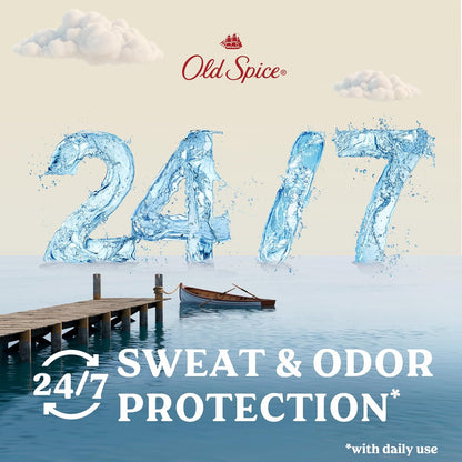 Old Spice Dry Feel Antiperspirant Deodorant for Men, 24/7 Long Lasting Freshness, 24/7 Sweat & Odor Protection, Gentle on Skin with Skin Conditioners, Shore with Clean Cotton & Jasmine Scent, 2.6 oz