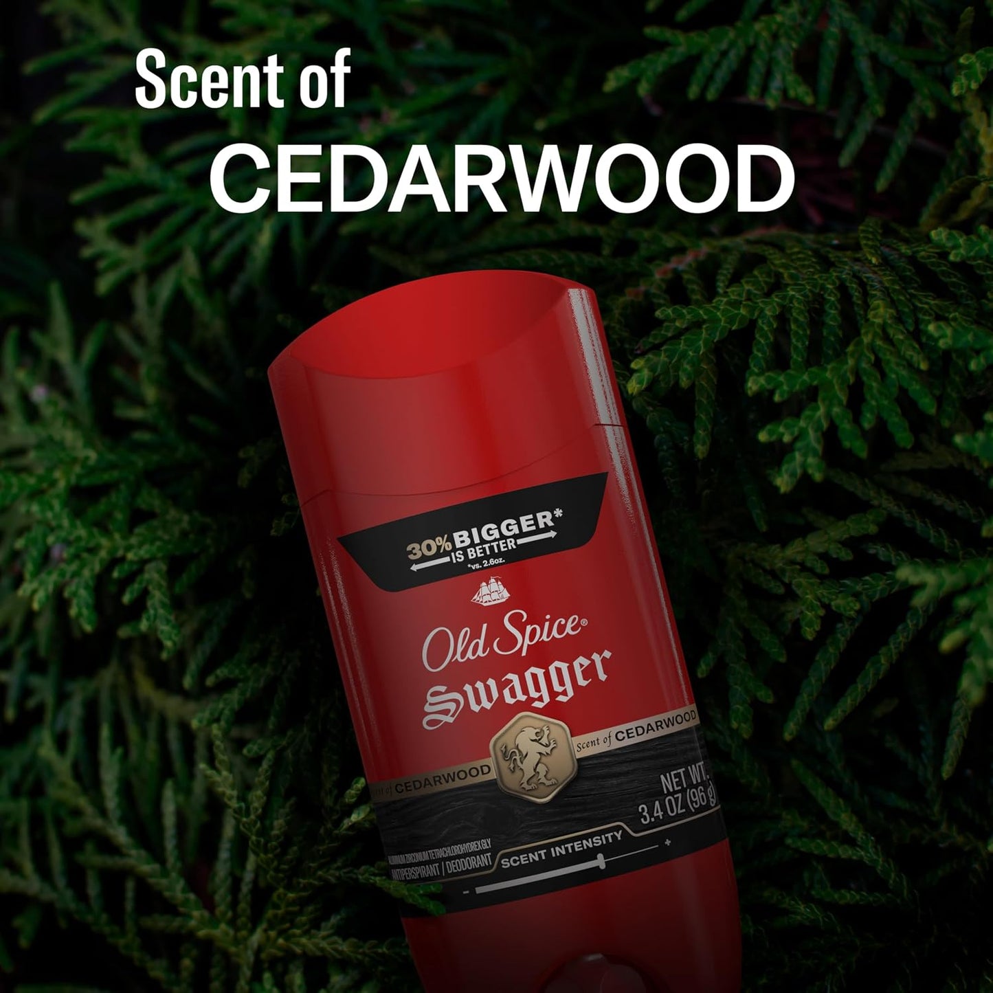 Old Spice Antiperspirant Deodorant for Men, 24/7 Sweat & Odor Protection, 24/7 Lasting Freshness, Invisible Solid, Swagger with Cedarwood Scent, 3.4 oz