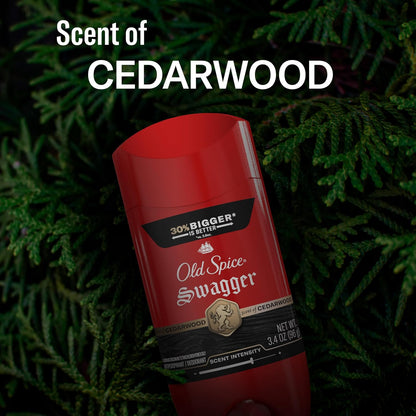 Old Spice Antiperspirant Deodorant for Men, 24/7 Sweat & Odor Protection, 24/7 Lasting Freshness, Invisible Solid, Swagger with Cedarwood Scent, 3.4 oz