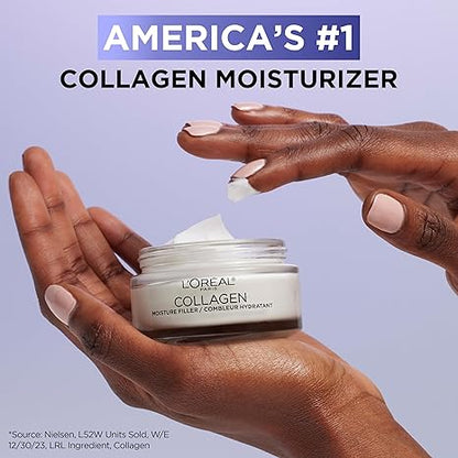 L'Oreal Paris Collagen Moisture Filler Facial Moisturizer, Fragrance Free, Anti Aging Face Cream, Non-Greasy Skin Care Formula For Up to 48HR Hydration, 1.7 oz