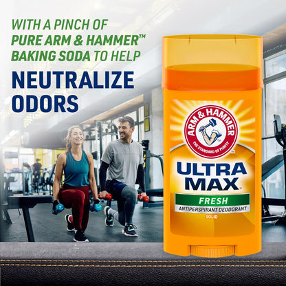ARM & HAMMER ULTRA MAX Deodorant, Fresh Scent, Solid Stick 2.6 oz, 4-Pack
