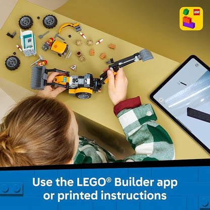 LEGO City Yellow Backhoe Loader 60480 | Building Toys for Boys & Girls, Ages 7+, Construction Truck Toy, Movable Front Bucket & Backhoe, 301 pieces, Gift Idea
