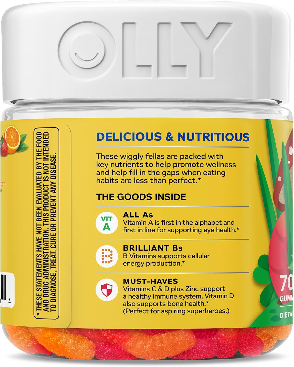 OLLY Kids Multi Gummy Worms, Overall Wellness & Immune Support - 70 Count