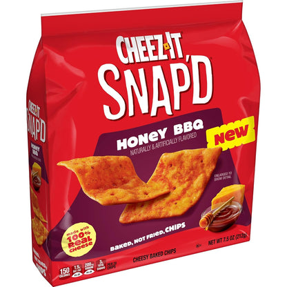 Cheez-It Snap'd Cheesy Baked Chips, Thin Crisps, Lunch Snacks, Honey BBQ (6 Bags)
