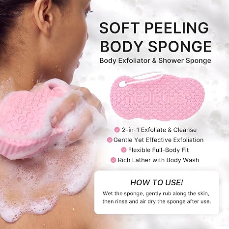 medicube Kojic Acid Brightening Shower Duo - Body Wash & Exfoliating Sponge