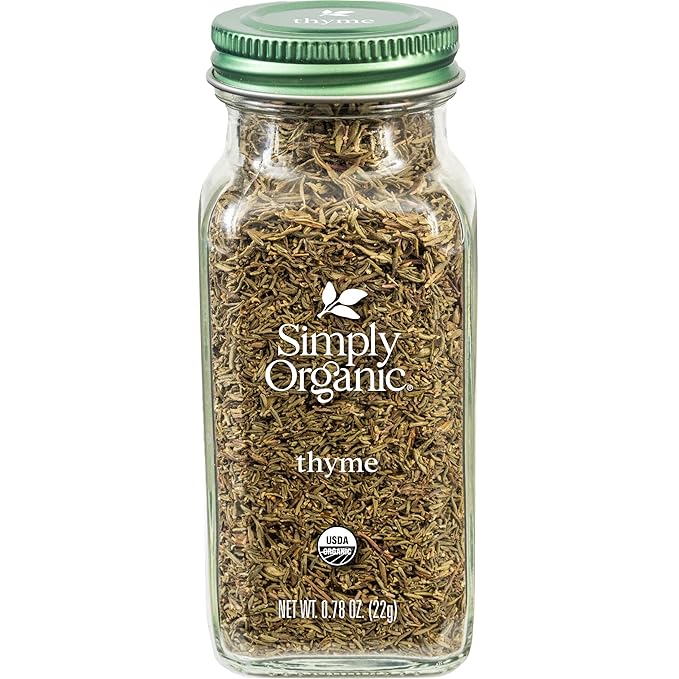 Simply Organic Whole Thyme Leaf, 0.78 Ounce Jar | Woodsy, Herbaceous, Plesantly Aromatic Thyme, Non GMO, NO ETO's, Kosher