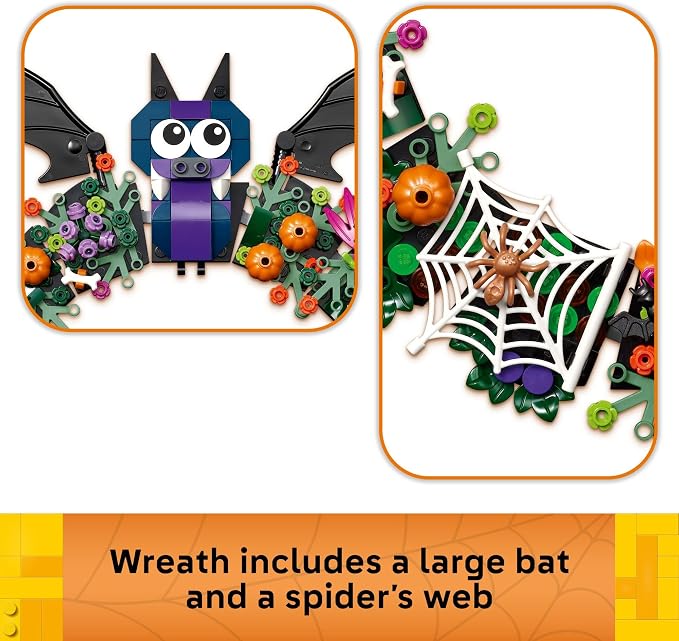 LEGO Halloween Wreath 40825 | Building Toys for Boys & Girls, Ages 12+, Halloween Decor & Craft, W/ String to Hang, 617 pieces, Gift for Kids