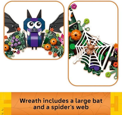 LEGO Halloween Wreath 40825 | Building Toys for Boys & Girls, Ages 12+, Halloween Decor & Craft, W/ String to Hang, 617 pieces, Gift for Kids
