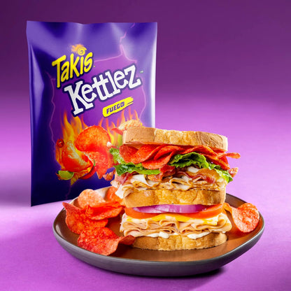 Takis Fuego Kettlez 8 oz Sharing Size Bag, Hot Chili Pepper & Lime Flavored Extreme Spicy Kettle-Cooked Potato Chips (Pack of 4)