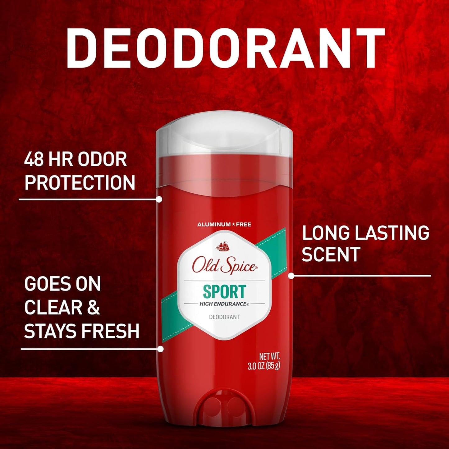 Old Spice Aluminum Free Deodorant For Men, High Endurance, 24/7 Sweat Defense & Odor Protection to Eliminate Odors, 24/7 Freshness & Lasting Scent, Sport Scent, 3.0 oz (Pack of 3)