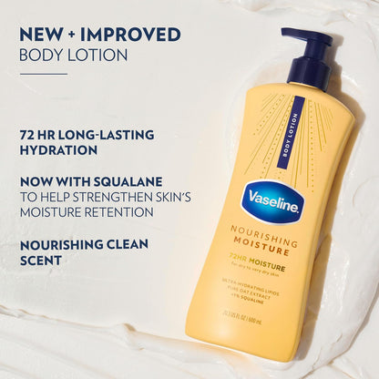 Vaseline Nourishing Moisture Nourishing Moisture Body Lotion for Dry Skin, Made with Ultra-Hydrating Lipids + Pure Oat Extract for Nourished, Healthy-Looking Skin 20.3 oz