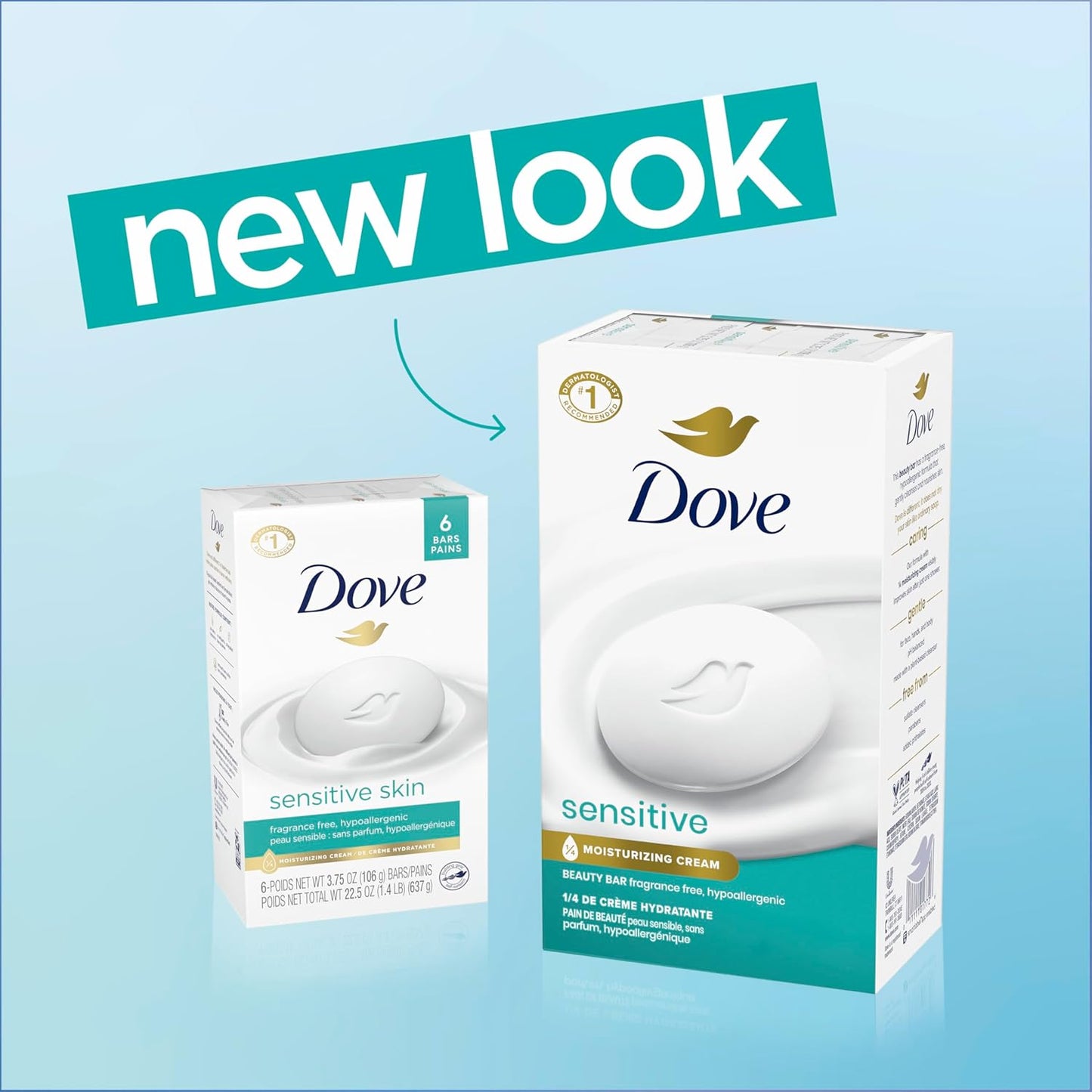 Dove Beauty Bar Soap Sensitive 2 Count for Sensitive Skin, Fragrance Free and Hypoallergenic 7.5 Ounce
