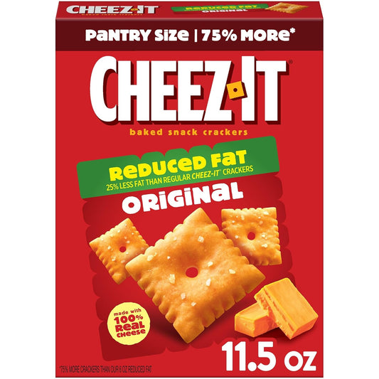 Cheez-It Cheese Crackers, Baked Snack Crackers, Lunch Snacks, Family Size, Reduced Fat Original, 19oz Box (1 Box)
