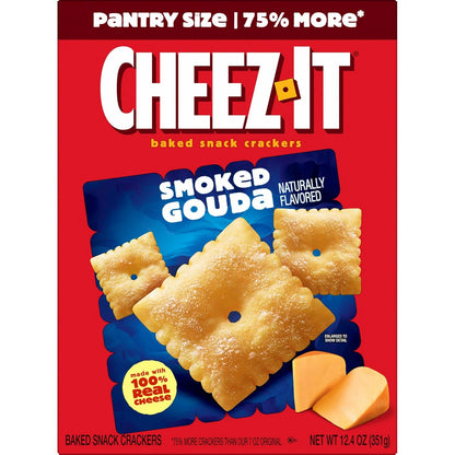 Cheez-It Baked Snack Crackers, Lunch Snacks, Smoked Gouda, 12.4oz Box (1 Box)
