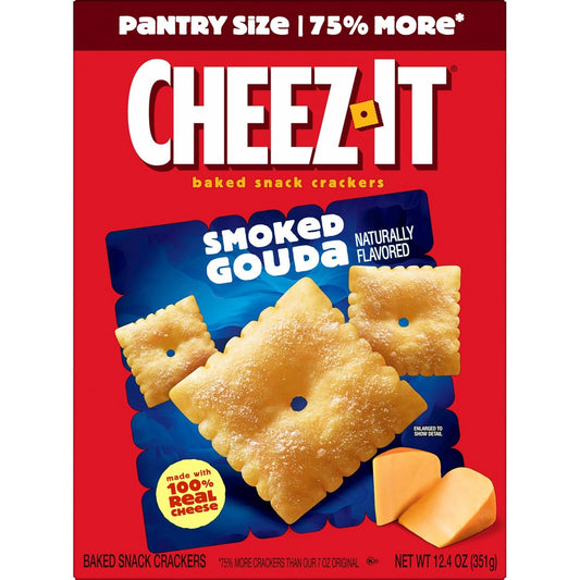 Cheez-It Baked Snack Crackers, Lunch Snacks, Smoked Gouda, 12.4oz Box (1 Box)
