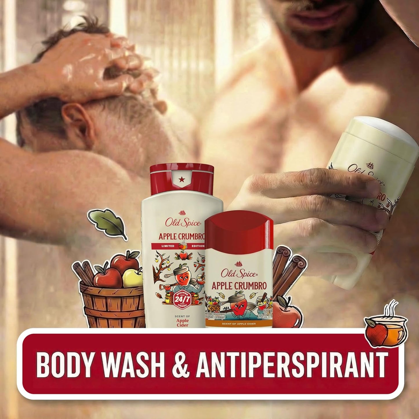 Old Spice Dry Feel Antiperspirant Deodorant for Men, Fallidudes Limited Edition, 24/7 Frightful Freshness and Odor Protection, Apple Crumbro with Apple Cider Scent, 3.0 oz