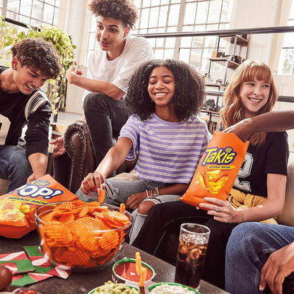 Bundle of Takis Fuego 17oz Fiesta Size Bag, Hot Chili Pepper & Lime Flavored Extreme Spicy Rolled Tortilla Chips + Takis Intense Nacho 17 oz Fiesta Size Bag