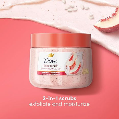 Dove White Peach & Crushed Rice Body Scrub Exfoliates and Deeply Nourishes for Smooth, Radiant Skin 15 oz
