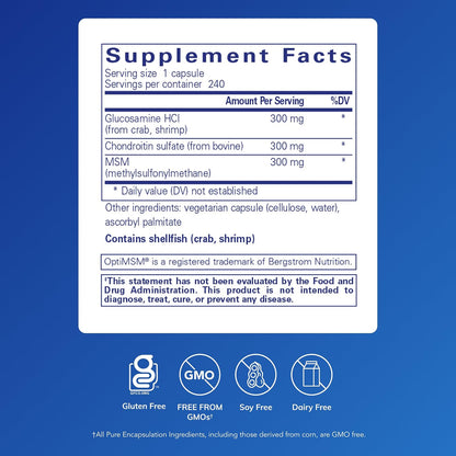 Pure Encapsulations Glucosamine Chondroitin with MSM, 240 Capsules