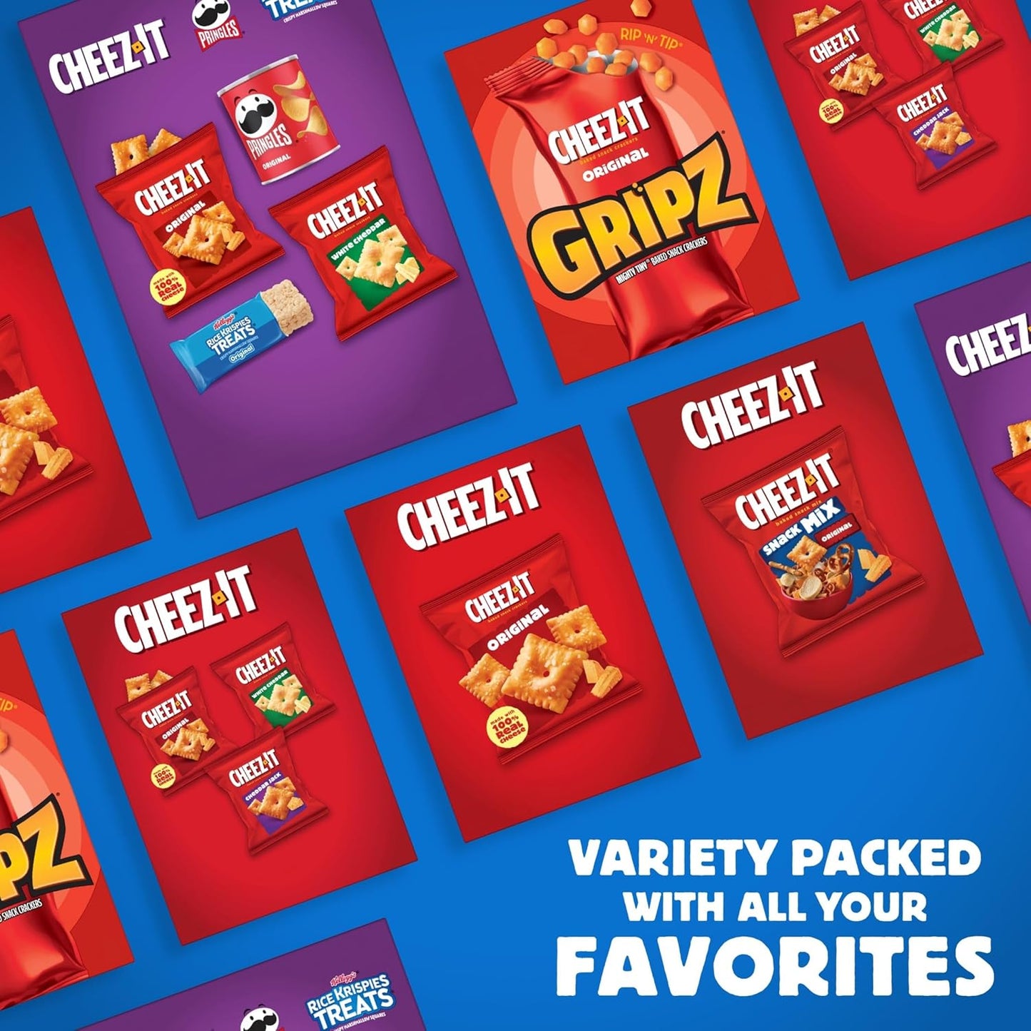 Cheez-It, Pringles Variety Pack Snacks, Lunch Snacks, Family Size (20 Packs)