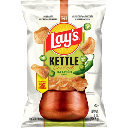 Lay's Kettle Cooked Jalapeno Potato Chips, 8 Oz