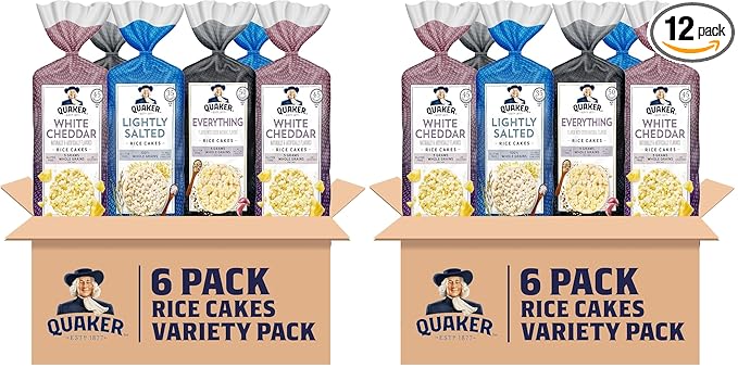 Quaker Large Rice Cakes,3 Flavor Topper Variety Pack,(Pack of 12)