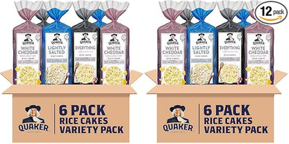 Quaker Large Rice Cakes,3 Flavor Topper Variety Pack,(Pack of 12)