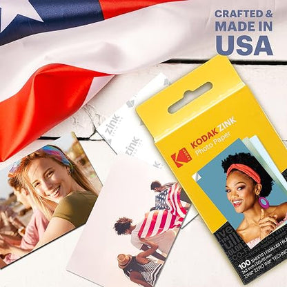 KODAK 2x3 Premium Sticky-Backed ZINK Photo Paper (100 Sheets) - Compatible With Kodak Step, Step Slim, Printomatic, Printomatic+, Smile+, Step Touch