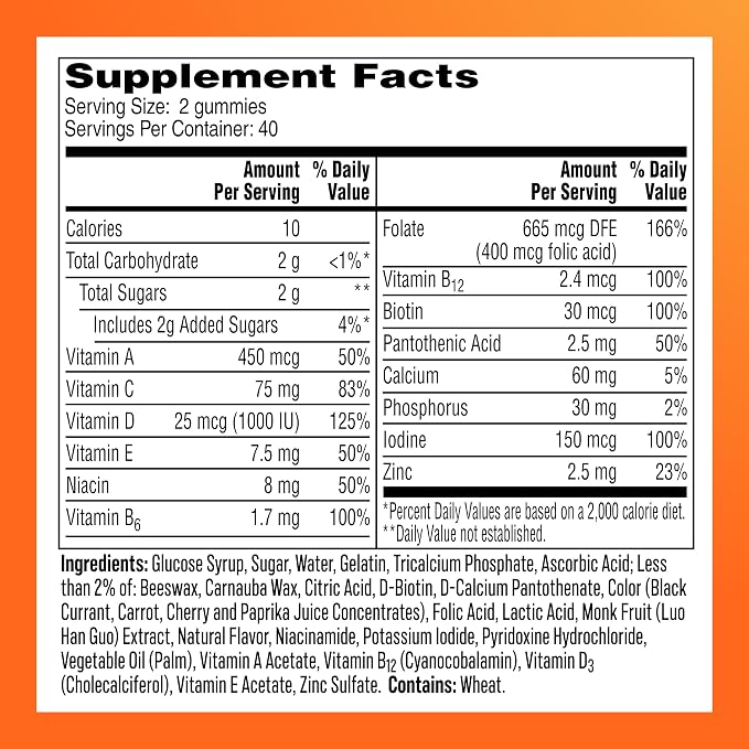 One A Day Womens Multivitamin Gummy - Gummy Vitamins for Women with Biotin, Zinc, Folic Acid, Iodine Vitamin Gummies, Chewable Multivitamin, 80 Count (Packaging May Vary)