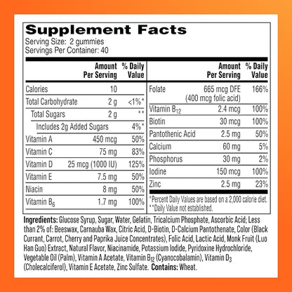 One A Day Womens Multivitamin Gummy - Gummy Vitamins for Women with Biotin, Zinc, Folic Acid, Iodine Vitamin Gummies, Chewable Multivitamin, 80 Count (Packaging May Vary)