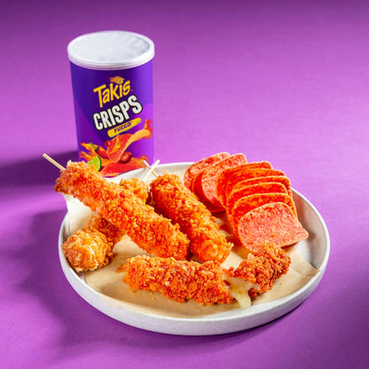 Takis Fuego Crisps - Hot Chili Pepper & Lime Flavored Extreme Spicy Potato Crisps Sharing Size Can (Pack of 3)
