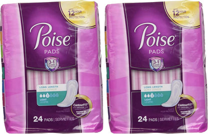 Poise Incontinence Ultra Thins Light Absorbency, 24 Count (Pack of 2)