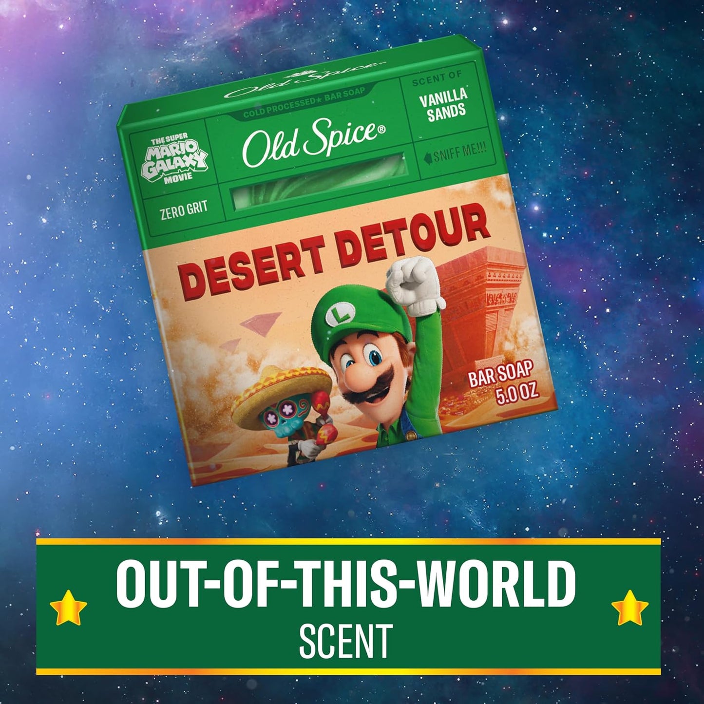 Old Spice Bar Soap for Men, x The Super Mario Galaxy Movie, Cold Pressed with Grit, Made with Natural Oils & Plant Based Cleanser, Vanilla Sands with Warm Vanilla & Cream Scent, 5.0 oz