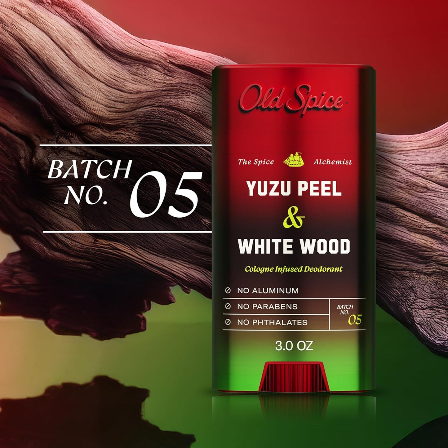 Old Spice Aluminum Free Deodorant for Men, The Spice Alchemist Collection, 24/7 Cologne Infused Scent, No Trade Off Formula, Free of Parabens & Phthalates, Yuzu Peel + White Wood Scent, 3.0 oz