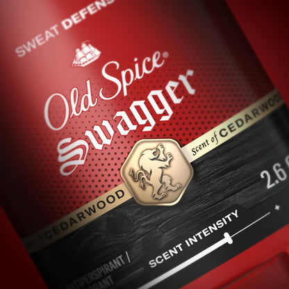 Old Spice Sweat Defense Antiperspirant & Deodorant for Men, 24/7 Ultimate Sweat Protection, Long Lasting Scent, Soft Solid, Swagger with Cedarwood Scent, 2.6 oz (Pack of 2)