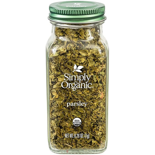 Simply Organic Parsley Flakes, 0.26-Ounce Jar, Fresh, Green-Leafy Taste, Vibrant Color Italian Parsley, Kosher, Organic | Fresh, Green-Leafy Taste, Vibrant Color Italian Parsley, Kosher, Organic