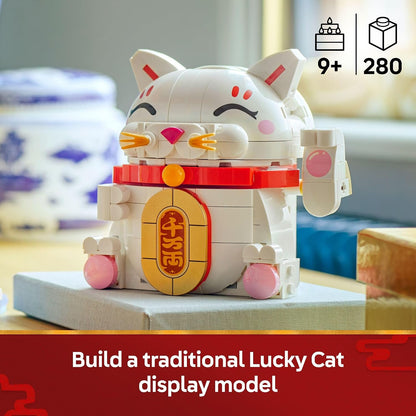 LEGO Lucky Cat Building Toy for Girls & Boys - Smiling Cat W/Waving Paw Function for Kids, Ages 9+ - Home Decor for Spring Festival & Chinese New Year Celebrations - Gift Idea for Birthdays - 40813