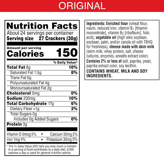 Cheez-It Cheese Crackers, Baked Snack Crackers, Lunch Snacks, Party Size, Original, 25 Ounce (Pack of 2)