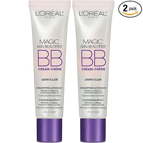L'Oréal Paris Makeup Magic Skin Beautifier BB Cream Tinted Moisturizer, Light, 1 fl oz, 2 Count