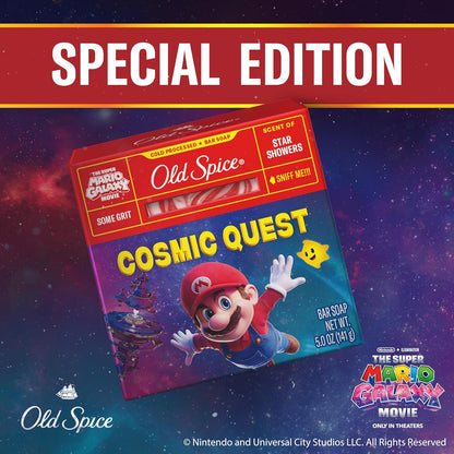 Old Spice Bar Soap for Men, x The Super Mario Galaxy Movie, Cold Pressed with Grit, Made with Natural Oils & Plant Based Cleanser, Star Showers with Juicy Pear & Cedarwood Scent, 5.0 oz
