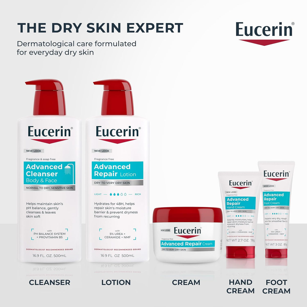 Eucerin Advanced Repair Body and Face Cleanser, 16.9 FL OZ