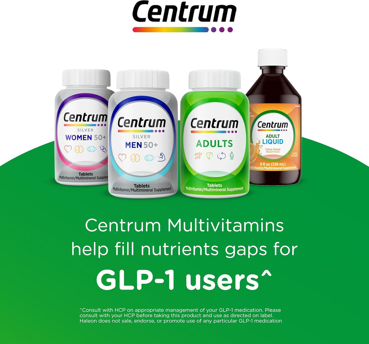 Centrum Silver Men's 50+ Multivitamin with Vitamin D3, B-Vitamins, Zinc for Memory and Cognition - 200 Tablets